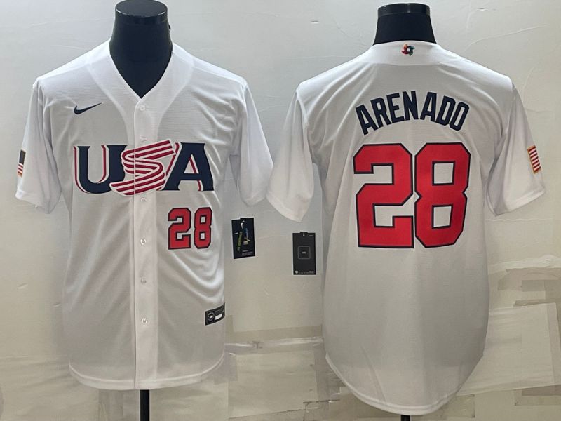 Men 2023 World Cub USA #28 Arenado White Nike MLB Jersey4->more jerseys->MLB Jersey